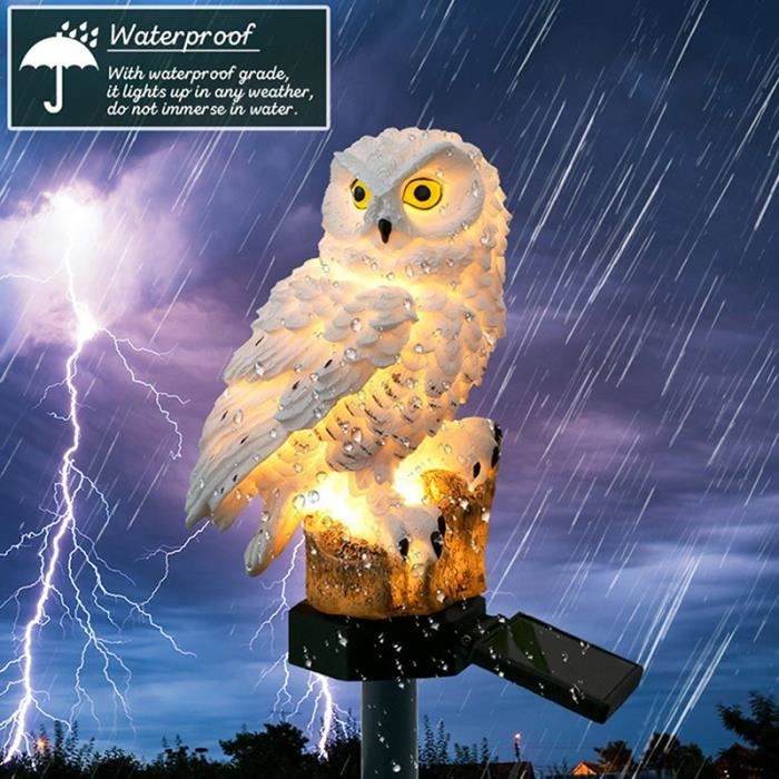 Vvikizy lumière solaire LED Lampe dextérieur LED solaire étanche Figurine de hibou décoration de jardin jardin lampion Blanc