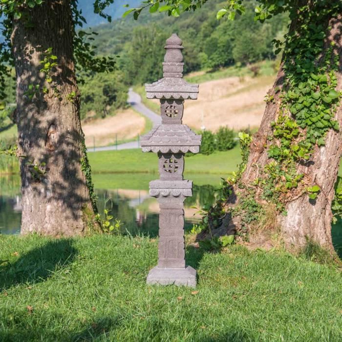 Lanterne de jardin japonais déco 50 cm zen Couleur gris Wanda Collection