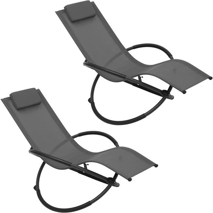 WOLTU Chaise Longue Pliable Lot de 2 Bain de Soleil pour Jardin en Tissu Respirant Charge maximale 160 kg Gris WOLTU Chaise Longue Pliable Lot de 2 Bain de Soleil pour Jardin en Tissu Respirant Charge maximale 160 kg Gris