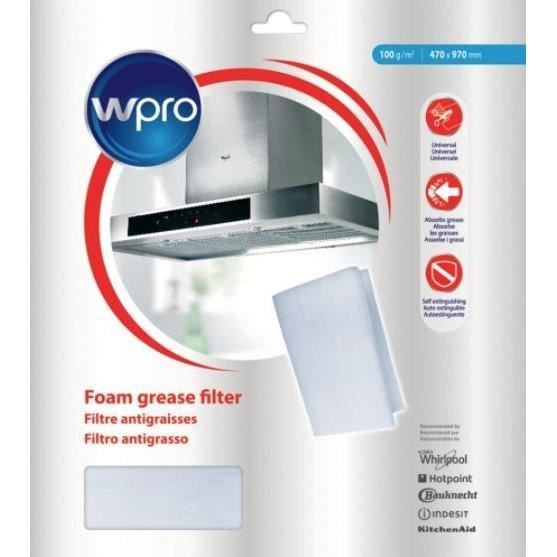 WPRO UGF018 - Filtre de hotte à graisse universel : dim 470 x 970 mm 100 g/m2