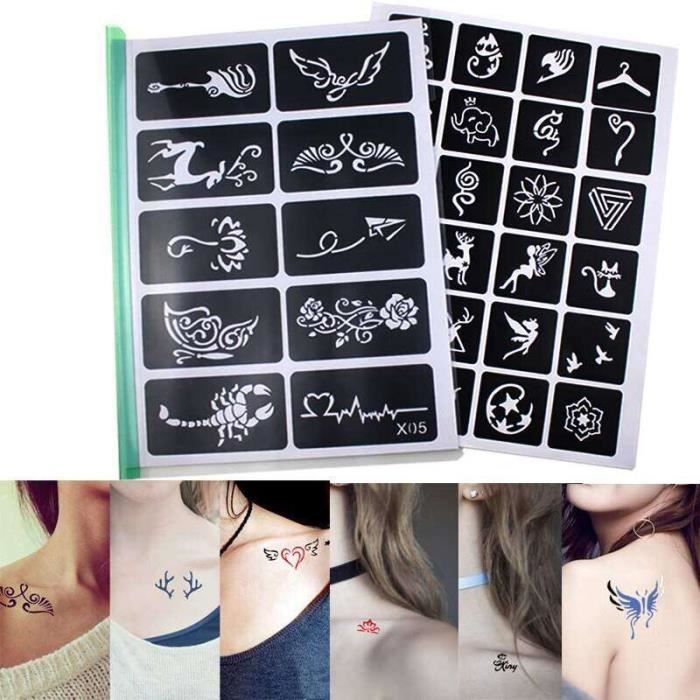 Lot De 400 Pochoirs Pour Tatouages Pailletés - Motifs Animaux Et Nature - Neuf