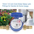 Pwshymi-Compteur d'eau de jardin Compteur d'eau froide de 15 mm 1-2 pouces avec raccords pour jardin et usage outillage terre-1