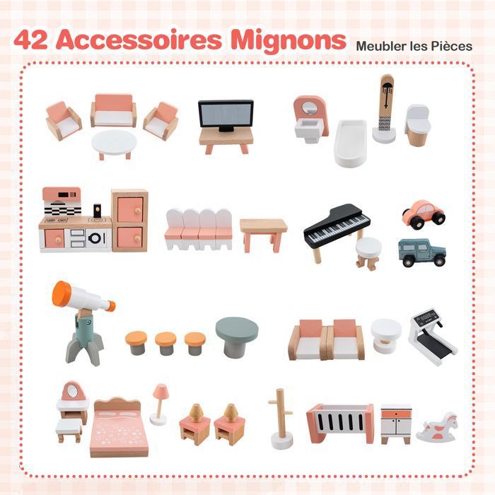 Aufun Maison de poupée en Bois MDF et Mobilier Dreamhouse avec 3 étages Comprenant des Meubles, des Accessoires pour Un Long Jeu créatif, Grand, esthétique (Type B Aufun Maison de poupée en Bois MDF et Mobilier Dreamhouse avec 3 étages Comprenant des Meubles, des Accessoires pour Un Long Jeu créatif, Grand, esthétique (Type B