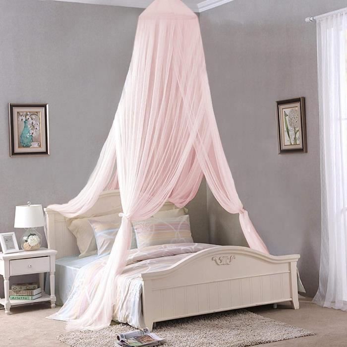 Ciel de lit princesse double couche rideaux pour filles lit simple/ing lit à baldaquin avec cadre