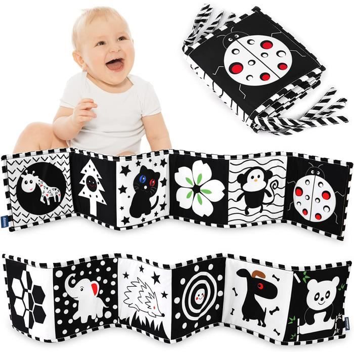 Tissu-Noir et Blanc-Livre d'éveil-Jouet bébé, 0 Mois et Plus
