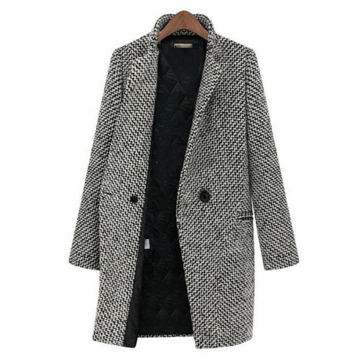 Gris Manteau chaud d hiver pour femmes manches longues Gris Cdiscount Pret a Porter