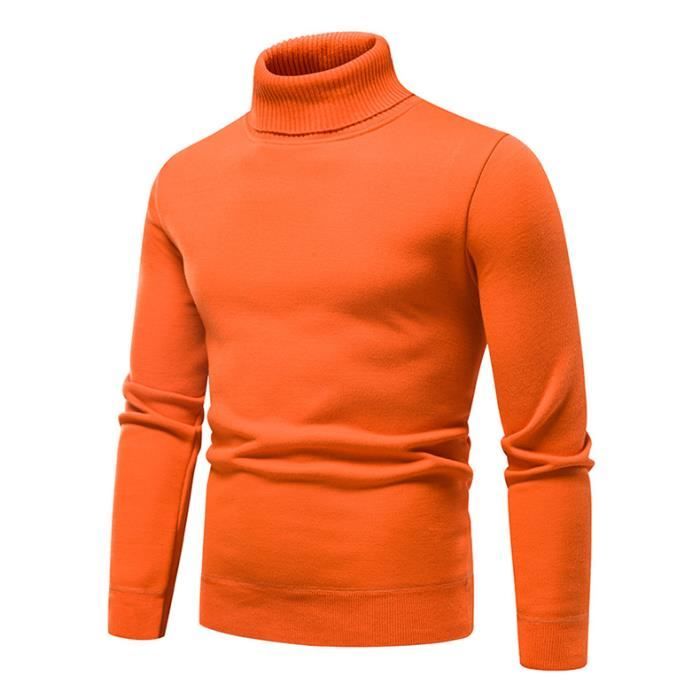 Sous Pull Col Roulé Homme en Tricot Doublure Polaire Pullover