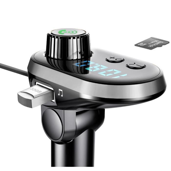 Émetteur FM Bluetooth 5.0 Pour Voiture - Adaptateur C22 Avec Charge Rapide Pd 20 W Affichage De La Tension Grand Bouton De Commande Port Usbtf Assistant Vocal Appels Mains Libres 90733826