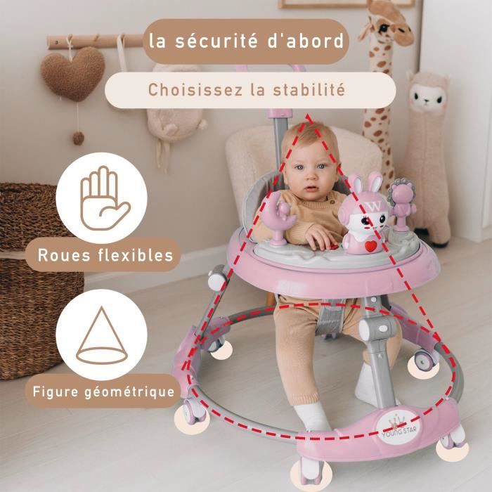 Monsieur bébé trotteur rose pour fille - Monsieur Bébé