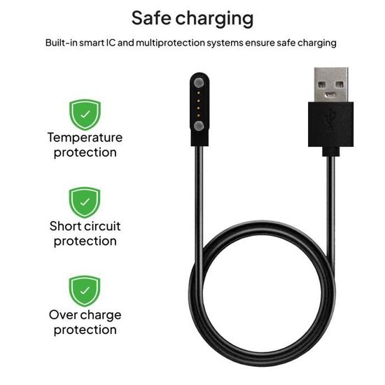 Câble De Charge USB Pour Fitbit Ionic – Longueur 92 Cm, Noir, 5V/300mA – Compatible Avec La Montre, Protection Surtension Incluse