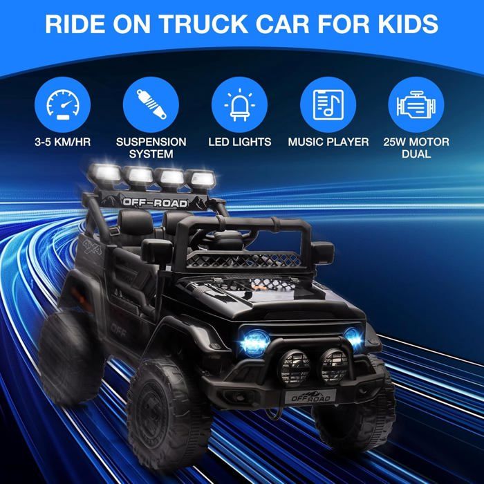 Voiture électrique pour enfant avec LED Lumières-Télécommande-12V,4.5A