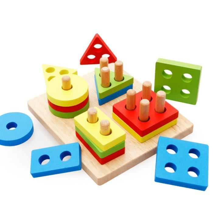 Jouets de formation logique Jeu éducatif cognitif en bois quatre couleurs  pour bébé (rond) - Cdiscount
