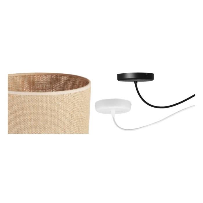 Light-Home Juta Suspension Luminaire Lustre Industriel - Moderne Lustre Pour Chambre Salon Et Cuisine - 1-Lumières 20 Cm - Noir Base Et Jute