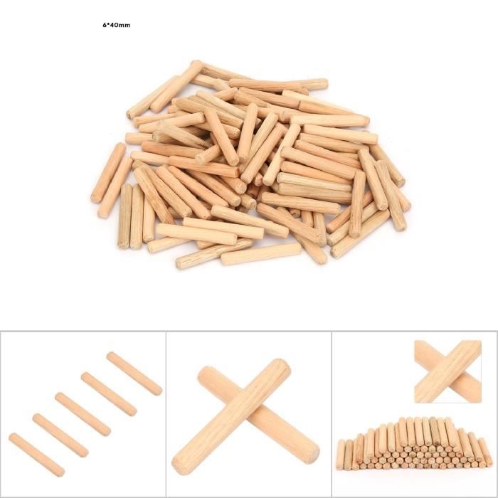 100 Chevillettes En Bois - 4x20 Mm - Extrémités Biseautées Et Cannelées - Pour Assemblage