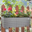 2x Bac à fleurs en polyrotin gris Jardinière pour balcon Pot de fleur avec fixation Terrasse Fenêtre Balustrade-3