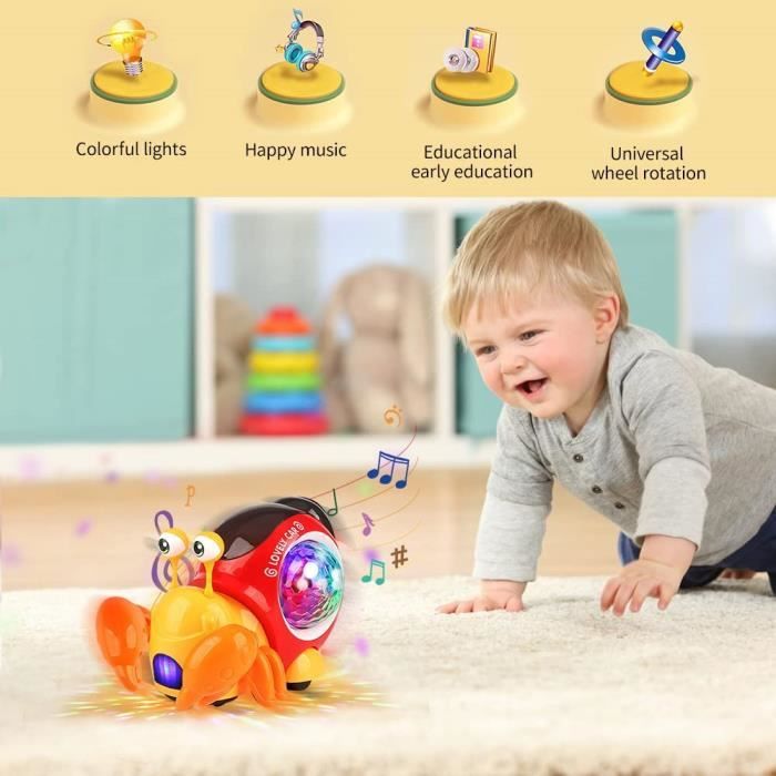 THINCAN Comme les jouets méduses électriques avec lumières LED et musique évite automatiquement les obstacles pour le développement sensoriel du jouet