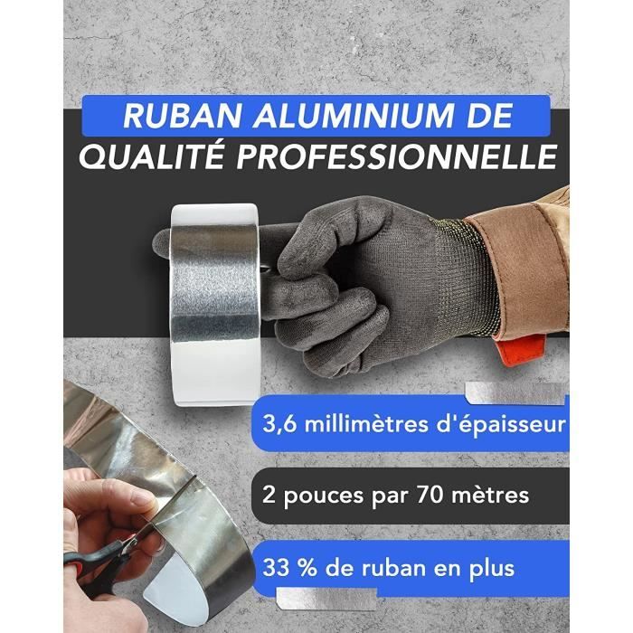 V1 Trade - Ruban Adhesif Aluminium Haute Temperature - Ruban Isolant  Thermique - Bande Adhesive – 1 Rolle (48 mm x 25m)