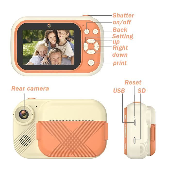 CLEM Provence Appareil Photo Enfant Instantané Kawaii Ecran Couleur