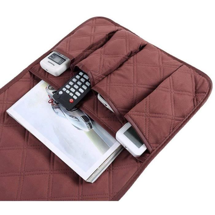 Organisateur D'Accoudoir Canapé - 5 Poches + Plateau - Tissu Oxford - Pour Téléphone, Télécommande