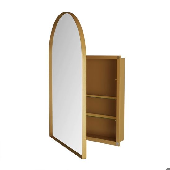 Miroir Mural Arche Dripex 60x90cm Or - Cadre Aluminium - Pour Salle De Bain, Chambre, Entrée