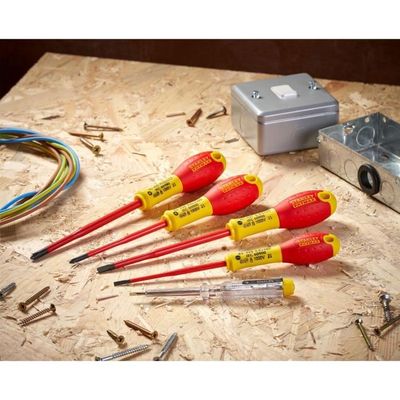 Tournevis électrique Isolé VDE 1000V - Taille 3,5x100 Mm - Poignée Ergonomique Jaune/rouge - Chrome Vanadium