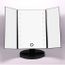 Navaris Miroir Lumineux LED 3 Faces à Poser - Miroir Maquillage Triptyque Pliable Sur Pied Avec Effet Grossissant X2 X3 Pile Ou Usb Blanc 90048264