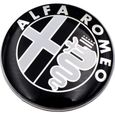 Lot de 2 emblèmes pour Alfa Romeo Noir Logo 74 mm Capot avant Arrière Emblème Black 147 156 159 Brera Mito métal[100]-0
