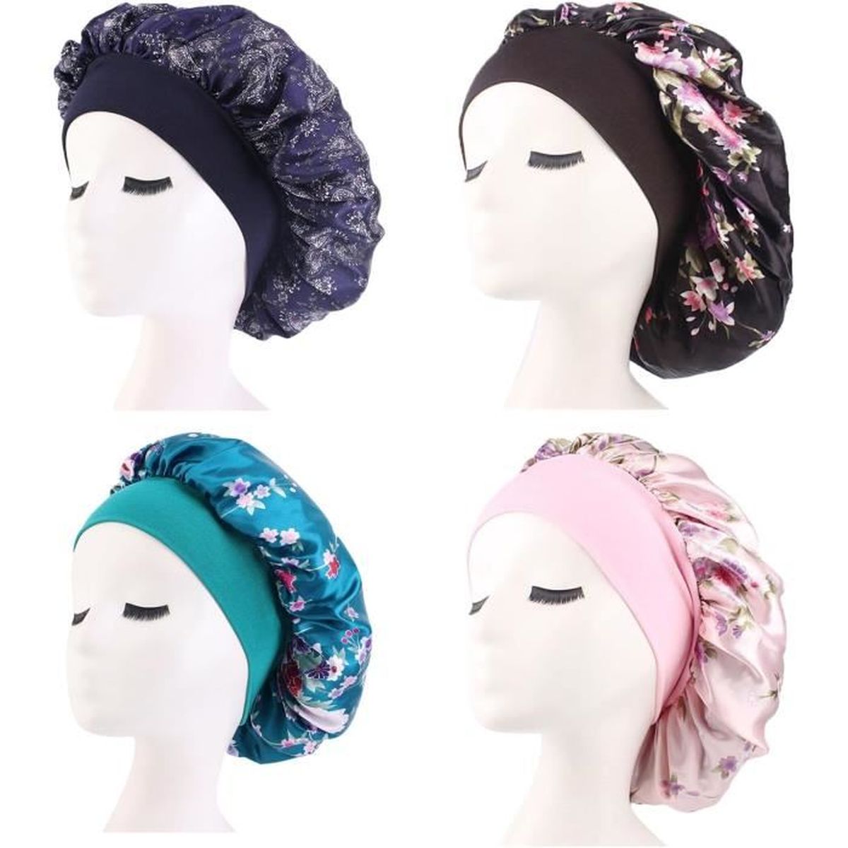 Bonnet De Nuit En Satin Double Couche Réglable Pour Femme Bonnet De