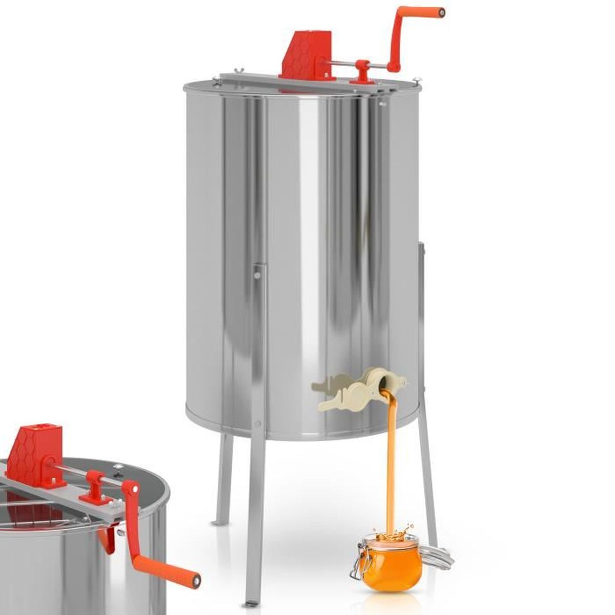 Passoire à Miel En Acier Inoxydable Double Tamis | Extracteur/filtre Pour Apiculture | Dimensions 23.5x23.5x10cm | Bras Télescopique Jusqu'à 42cm