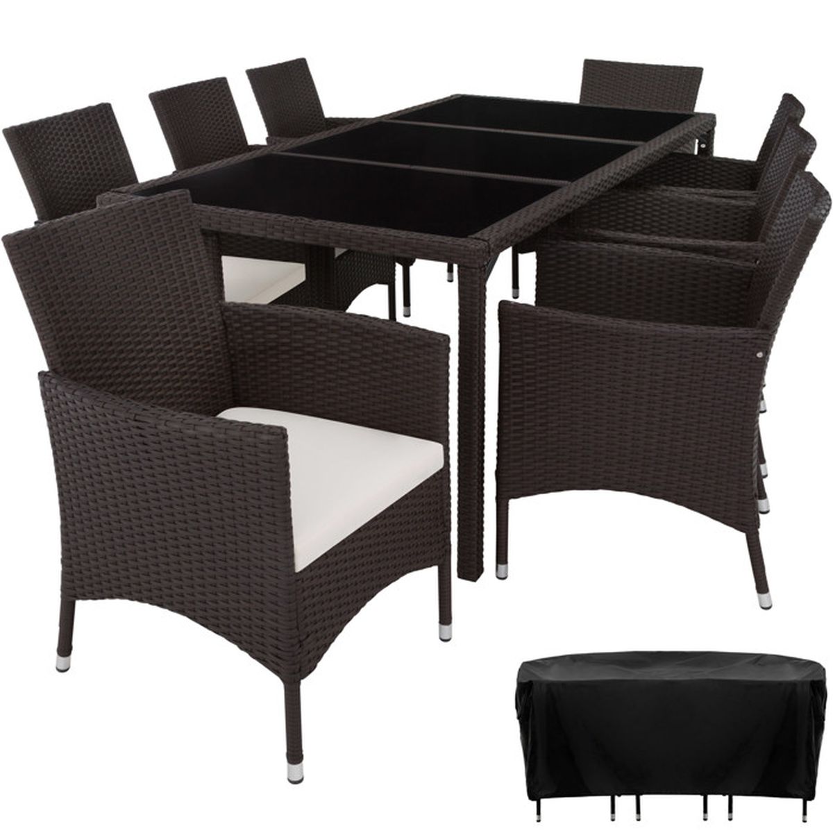 Tectake Salon De Jardin Valencia 8 Places 1 Table En Resine Tressee Structure Acier Marron Housse De Protection Achat Vente Ensemble Table Et Chaise De Jardin Salon De Jardin 402039 Cdiscount