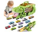 Camion Dinosaure 2 en 1 avec 12 Mini Voitures Jouet Transporteur avec Rangement et Piste Cadeau Enfant 3+ Ans, Bleu - Jeux - Jouets