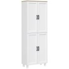 Armoire de cuisine - HOMCOM - hauteur 170 cm - buffet haut avec 4 portes étagères ajustable - design moderne - blanc