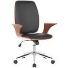 CLP Fauteuil de bureau Burbank avec coque d'assise en bois - Noyer - Noir-Similicuir