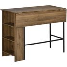 Table de bar avec rangement HOMCOM Table Bistrot Ilot central plateau latéral rabattable et 3 étagères - 120 x 76 x 91,4 cm
