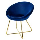 ML-Design Chaise de Salle à Manger en Velours Bleu avec Dossier Assise Rembourrée Pieds en Métal Doré Moderne pour Table à Manger