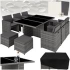 ENSEMBLE TABLE CHAISE DE JARDIN - TECTAKE - Salon de jardin NEW YORK pliable cadre en aluminium 2 sets de housses incluses - Gris