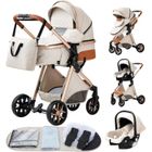 YAZOCO - Poussette 3 en 1 Bébé Poussette Combinée Siège-Auto Nacelle Trio Réversible Réglable Haute Qualité Roues increvables Blanc