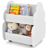 Coffre à Jouets Enfant GOPLUS - Rangement Avec étagère - Blanc Avec Pieds Pin