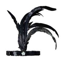 Accessoire de déguisement - Bandeau Charleston noir - Plumes véritables - Taille unique adulte