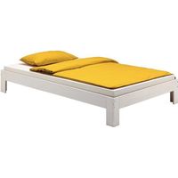 Lit futon en pin massif lasuré blanc - IDIMEX - Thomas - 1 place - 90 x 190 cm