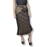 SULLIVAN-SHOPPING - Jupe femme en jean - Jupe femme longue de couleur marron