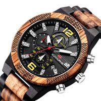Bois Montre Homme de marque de Luxe montres en Bois de santal noir - chronographe date lumineux , Top qualité