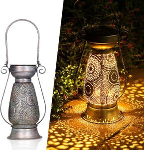 LAMPION Argent Marocaine Lanterne Solaire Exterieur Jardin