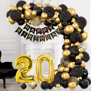 Ballon Anniversaire 20 ans - Theme anniversaire OR et NOIR - Badaboum