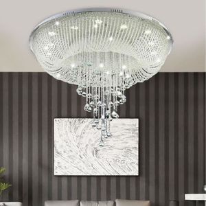 LUSTRE ET SUSPENSION Lustre en cristal plafond salon lampe de lobby éclairage de luxe Sans télécommande, diamètre D60 * H40cm