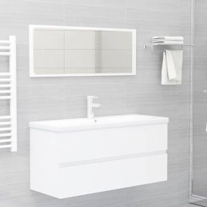 COLONNE - ARMOIRE SDB Cdiscount's choix| Ensemble de meubles de salle de bain 2 pcs Blanc Aggloméré |Matériaux haute qualité®QJWTWR®