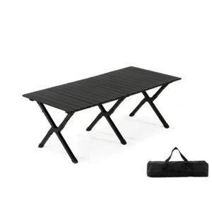 TABLE DE CAMPING Table Pliante d'Appoint Rectangulaire Noire - Tabl