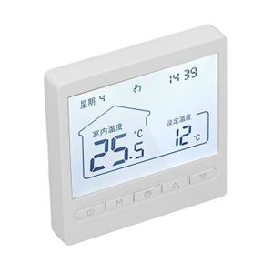 THERMOSTAT D'AMBIANCE URB--Thermostat numérique intelligent programmable avec affichage LCD 230V 5 ℃‑45 ℃ pour l'eau de chaudière 8.7x8.7x4cm