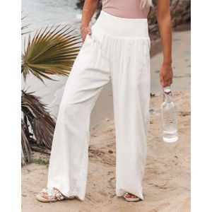 Pantalon femme voile de coton blanc Cdiscount