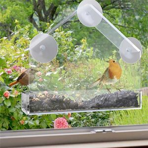 MoYouno Mangeoire à Oiseaux pour la décoration de Jardin geai Bleu mangeoire à Oiseaux Sauvages extérieure avec 3 ventouses Super Fortes